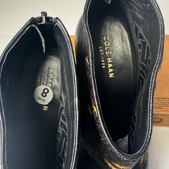 Cole Haan Grand Ambition Block Heel Calf Hair Upper Ankle Boots, Rodeo Western - Picture 14 of 16